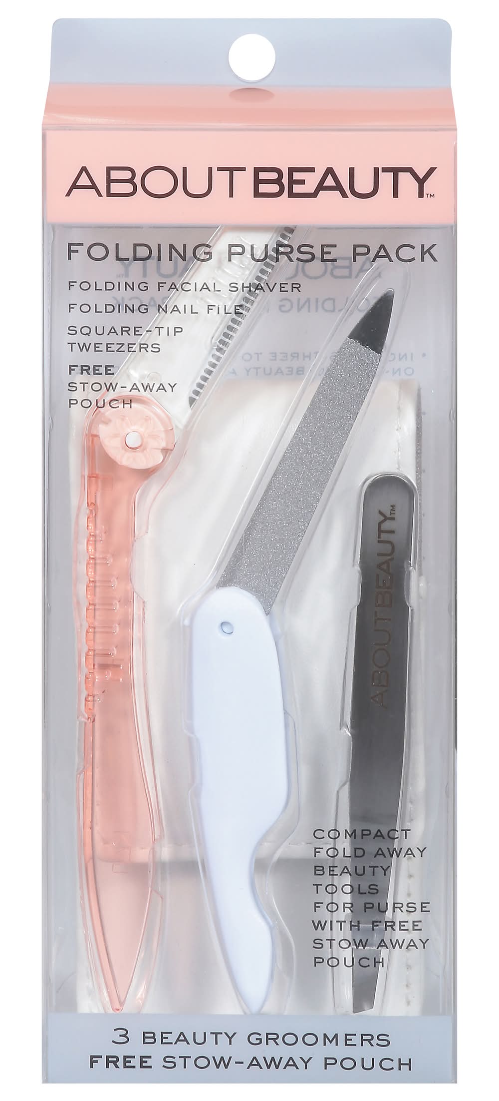 About Beauty Folding Purse pack, White-Orange-Silver (3 ct)