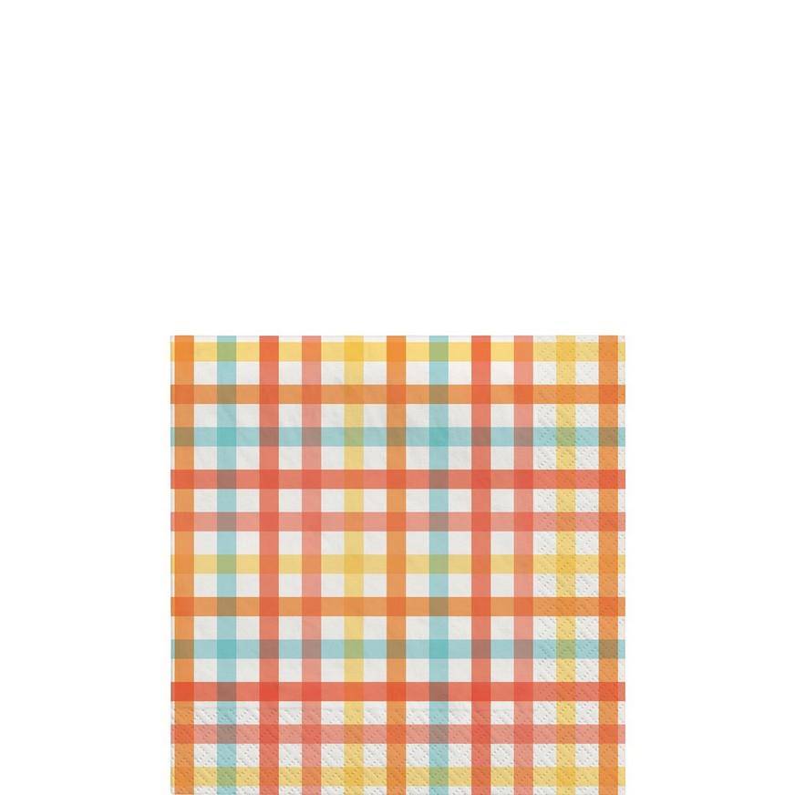 Autumn Gingham Paper Beverage Napkins, 5in, 40ct