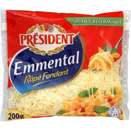 Fromage Râpé Emmental PRESIDENT - le sachet de 200 g
