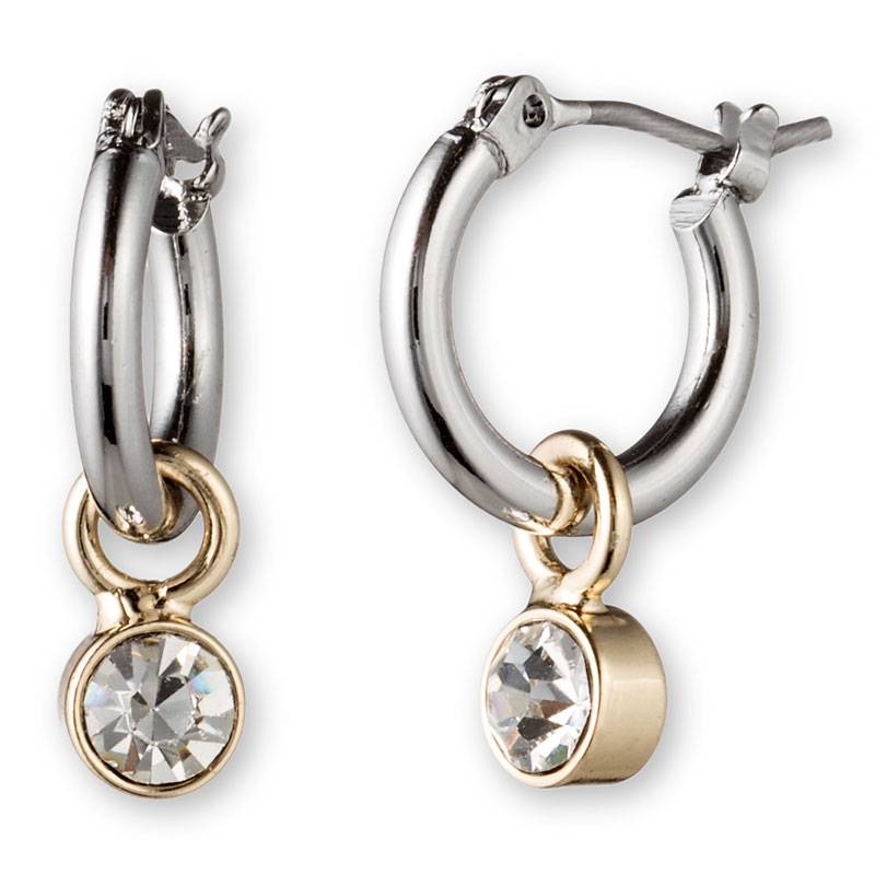 Lonna & Lilly Stone Pendant Hoop Earrings - Crystal