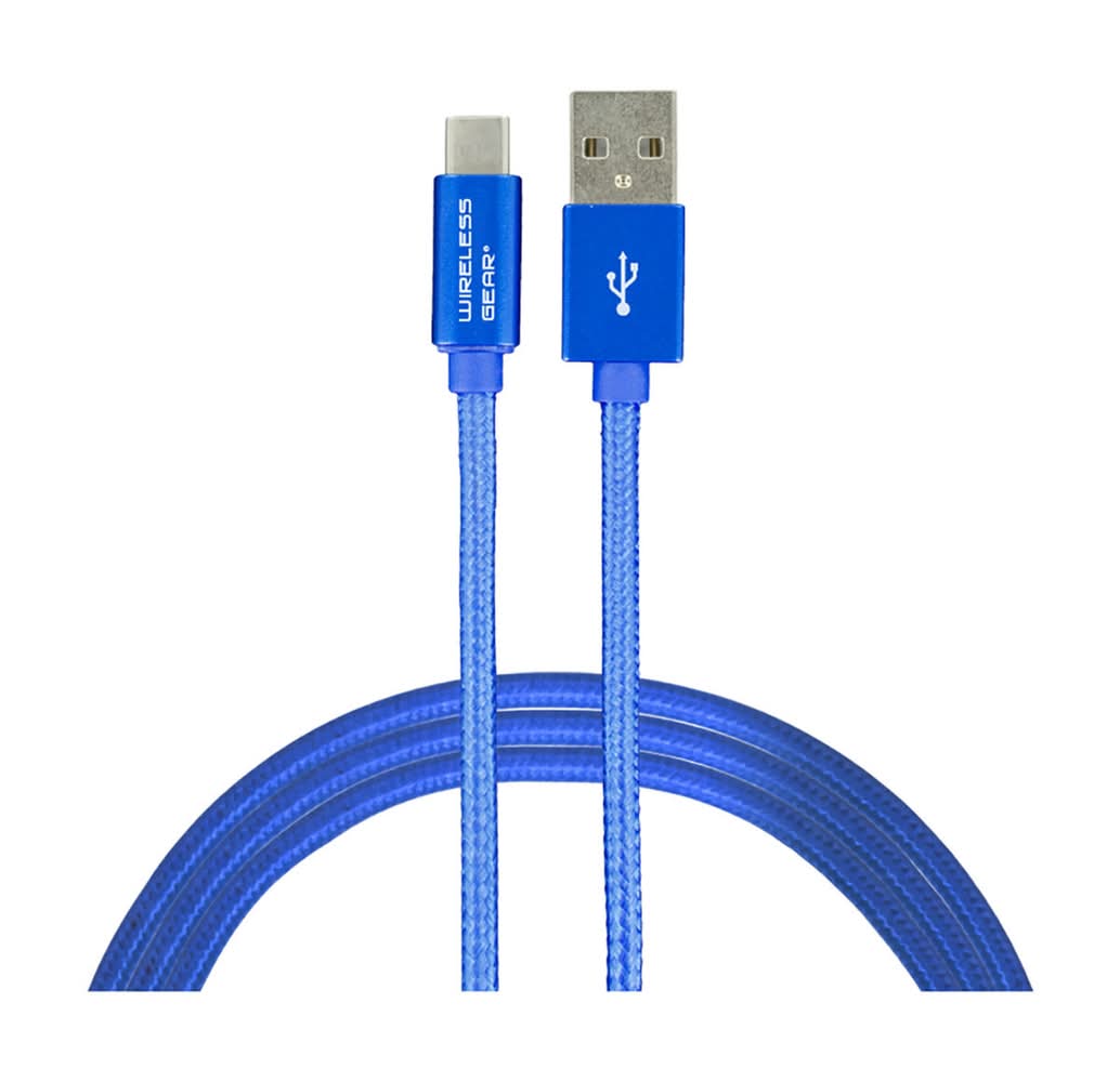 Wireless Gear Usb-C To Usb-A Fabric Cable Blue 6 Ft