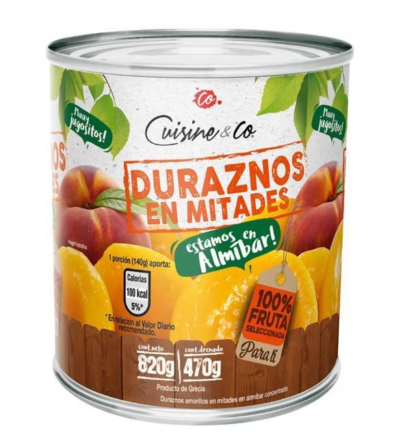 Cuisine & Co · Duraznos mitades en almíbar (820 g)