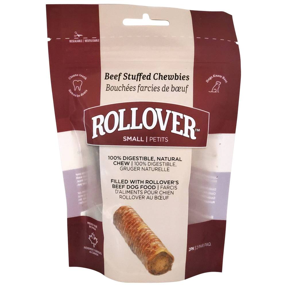 Rollover Stuffed Chewbies Premium Dog Treats (Color: Assorted, Size: Small)