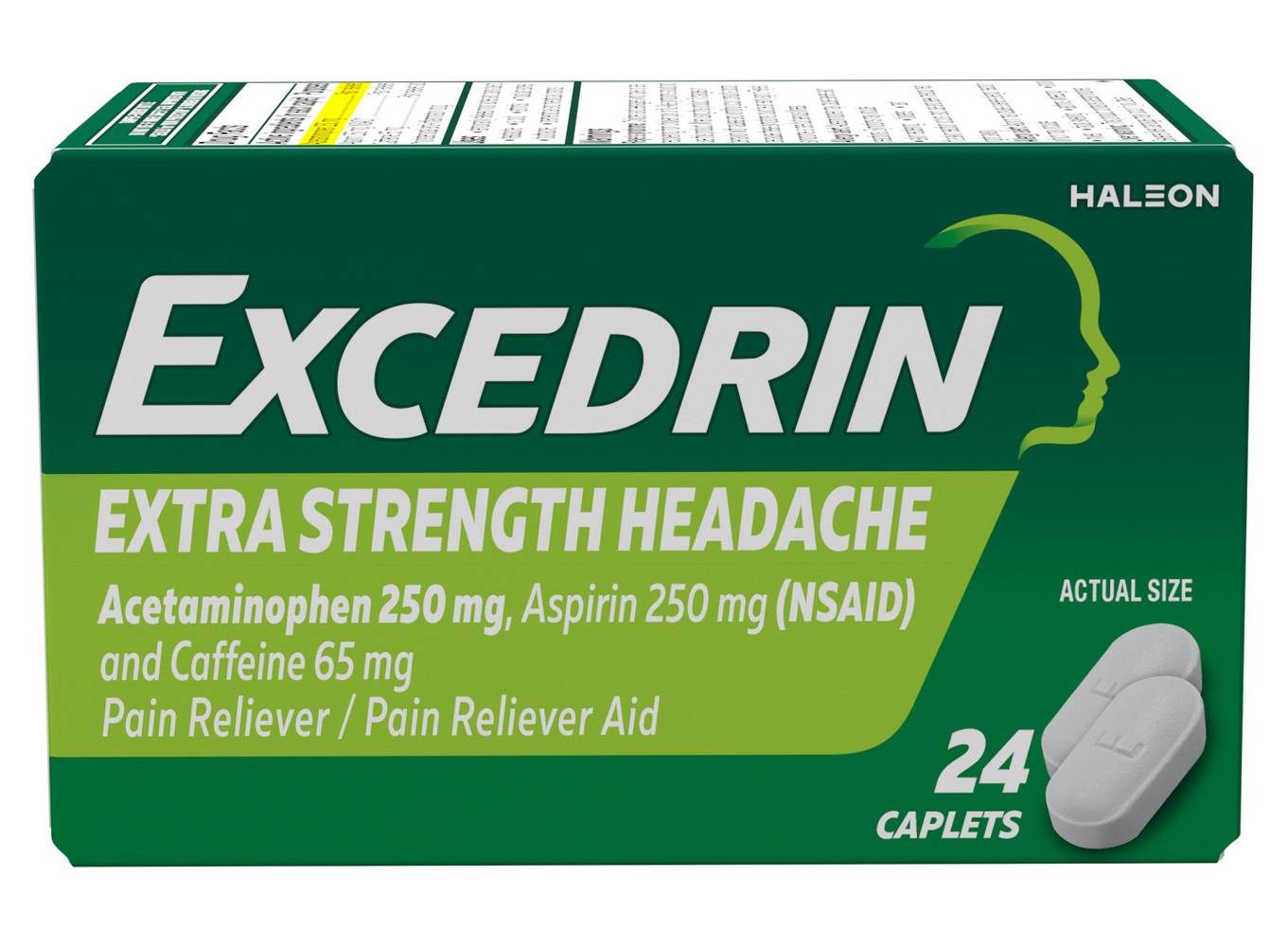 Excedrin 250 Mg Extra Strength Headache Pain Reliever Aid Caplets (1.44 oz, 24 ct)