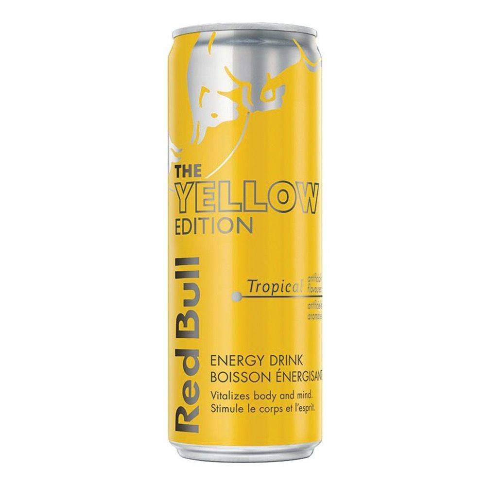 Red bull boisson énergisante à saveur tropicale the yellow edition (355 ml) - energy drink tropical (355 ml)