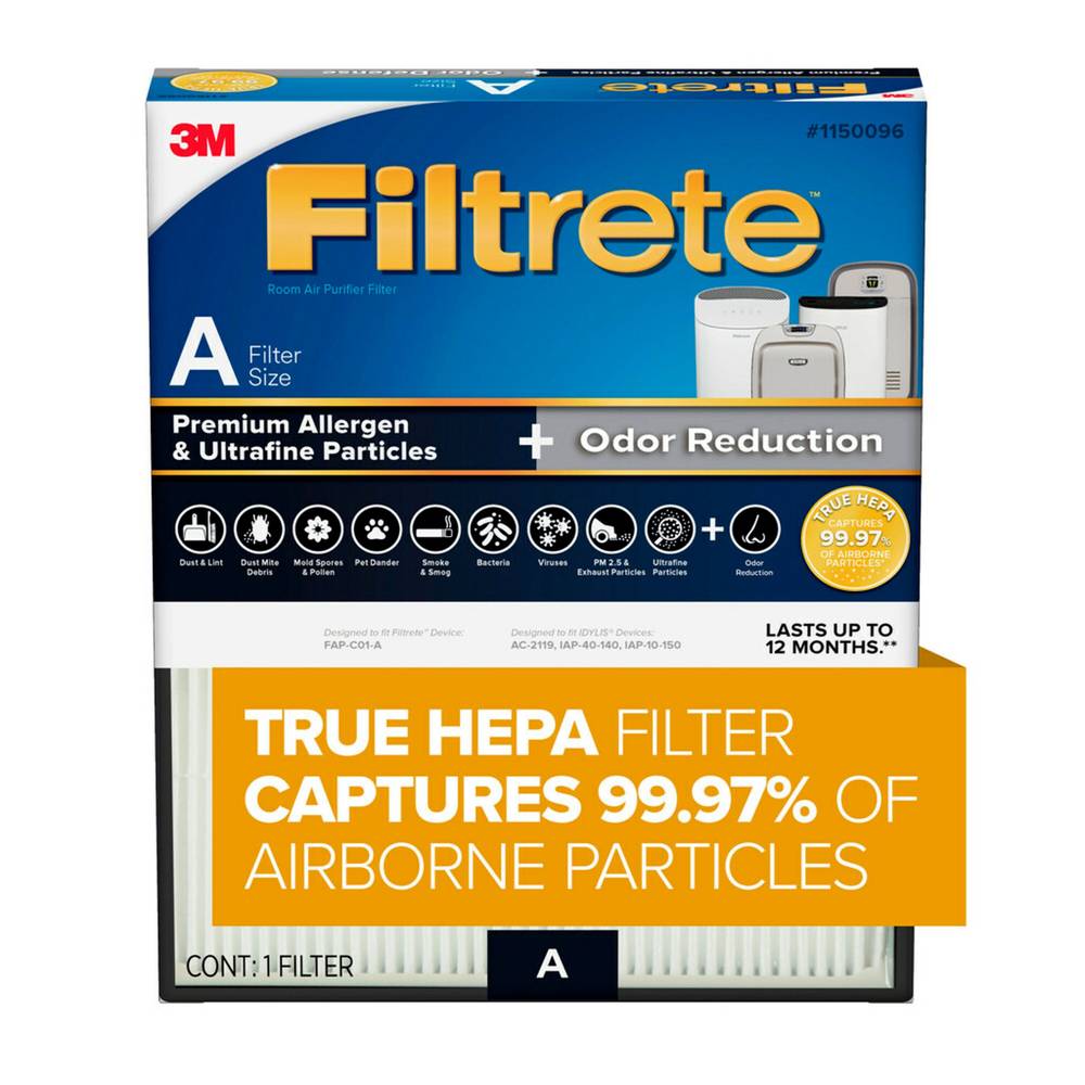 Filtrete 8.05-in W x 10.45-in H x 1.9-in L Premium Allergen and Ultrafine Particles Size A True Hepa Air Purifier Filter | FAPF-A-4