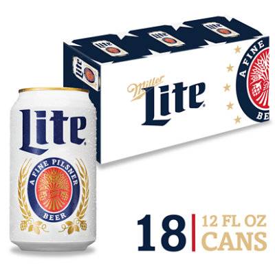 Miller Lite American Style Light Lager Beer 4.2% Abv Cans - 18-12 Fl. Oz.