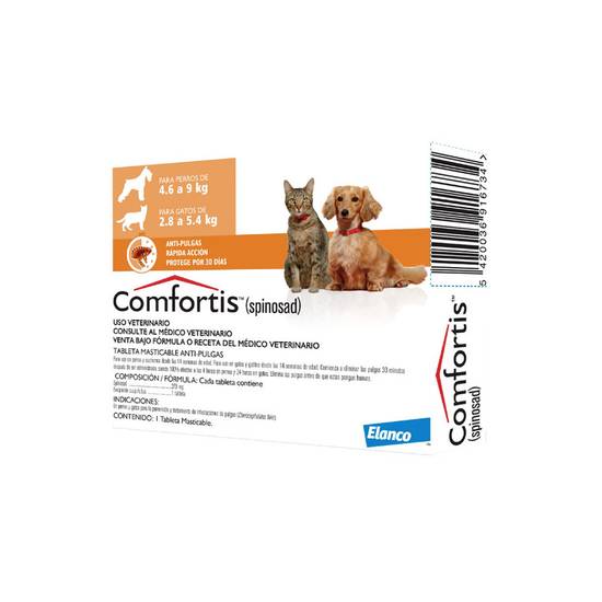 COMFORTIS  (4,6 A 9,0 Kg GATO / 2,8 A 5,4 Kg PERRO) (por pastilla)