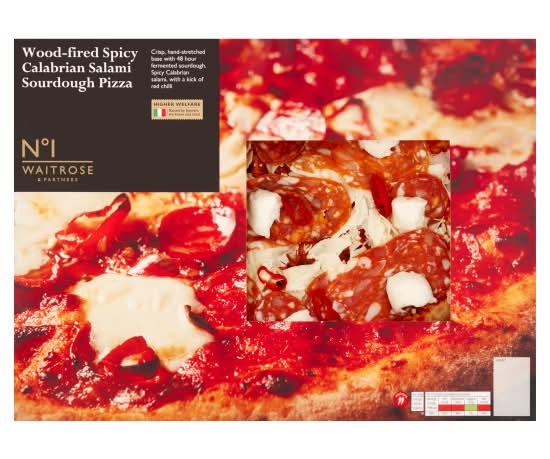 No.1 Waitrose & Partners Wood Fired Spicy Calabrian Salami Sourdough Pizza (490g)