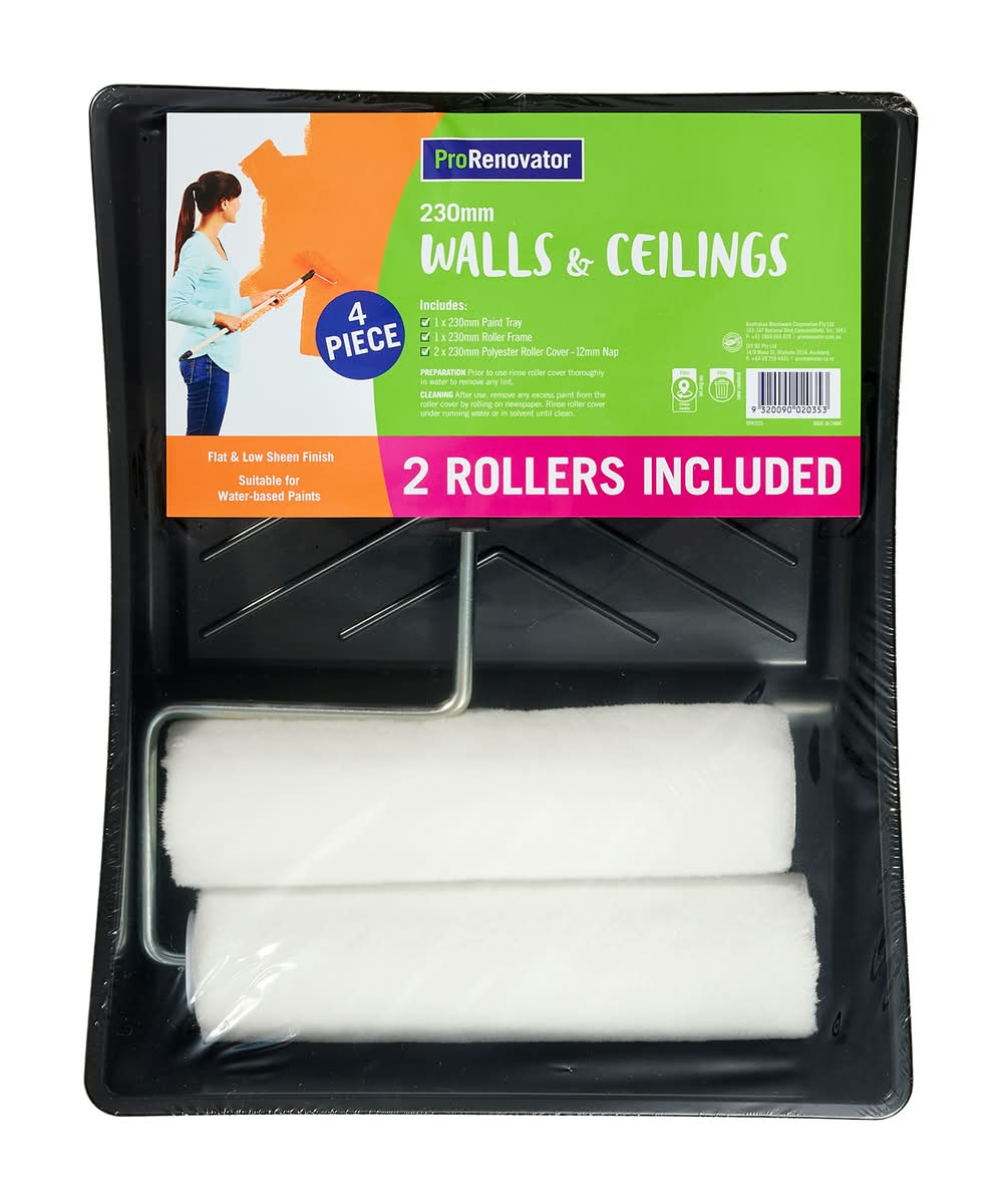 ProRenovator 230mm 4 Piece Walls And Ceilings Polyester Roller Kit
