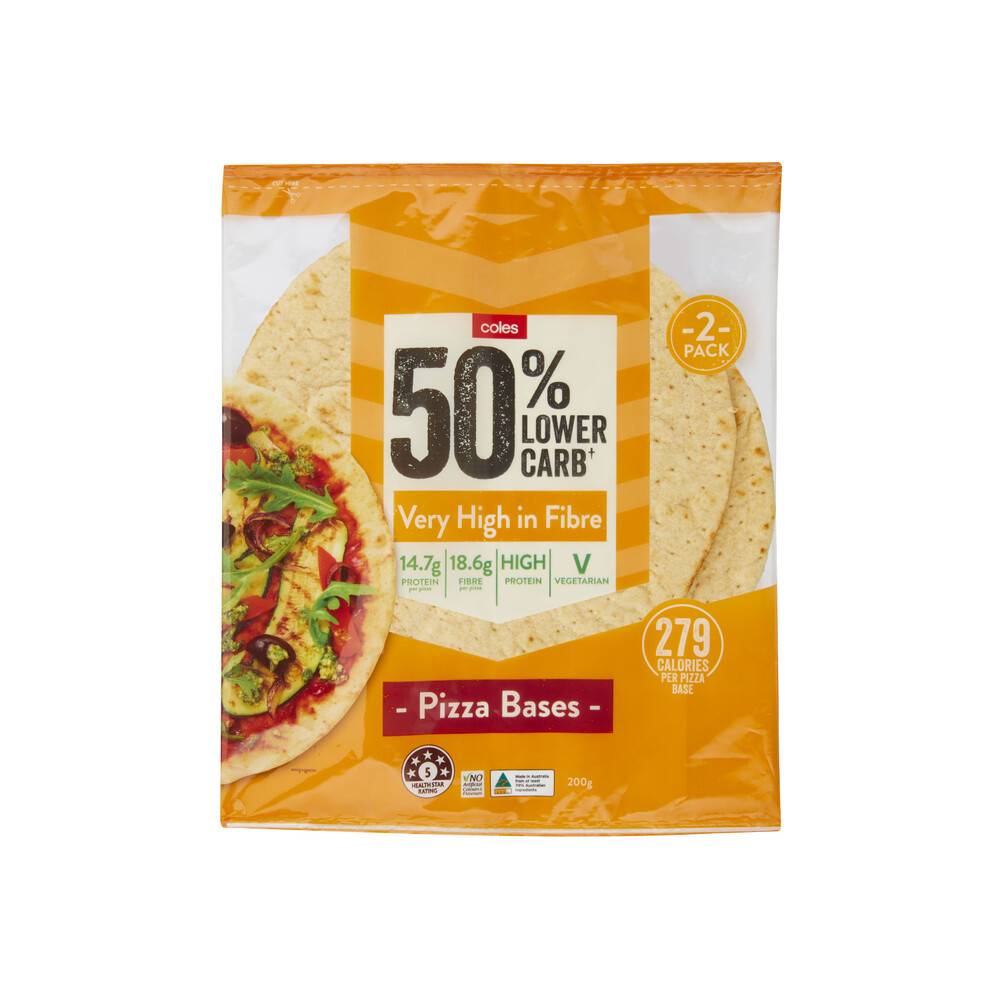 Coles Low Carb High Protein Pizza Base 200g (2 pack)