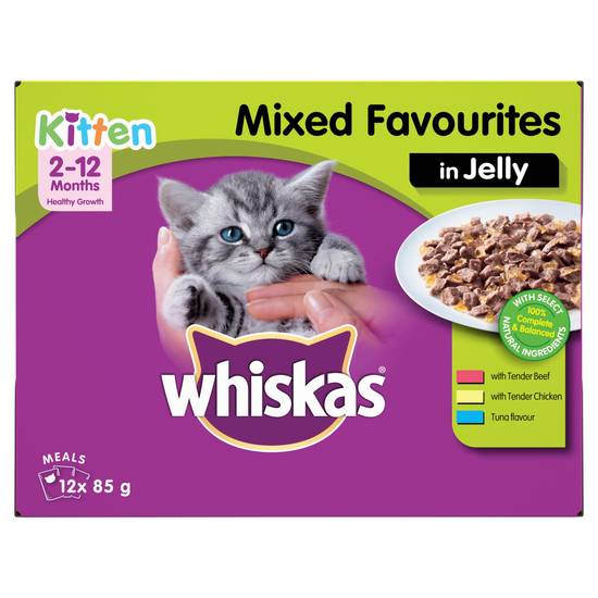 Whiskas Favourites Favourites Kitten Mixed in Jelly Cat Food 12x85g 12 pack