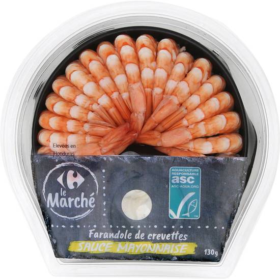 Crevettes semi-décortiquées mayonnaise CARREFOUR LE MARCHE - la barquette de 130g