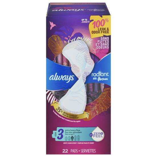 Always Extra Heavy Flow Light Flexi-Wings Pads (size 3) (clean) (22 ct)