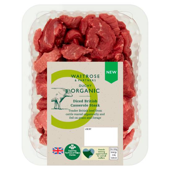Waitrose Duchy Organic Diced British Casserole Beef Steak