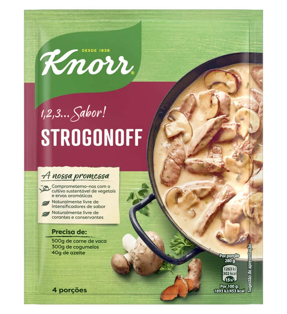 Knorr - 1, 2, 3...Sabor! Strogonoff, embalagem de 33 g