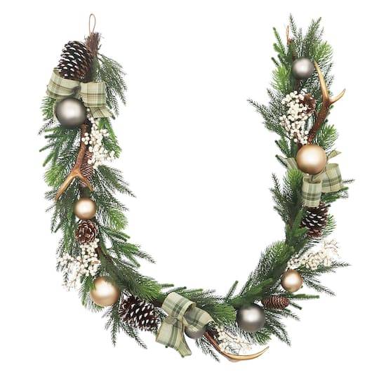 6Ft. Pinecone, Berry & Antler Garland By Ashland