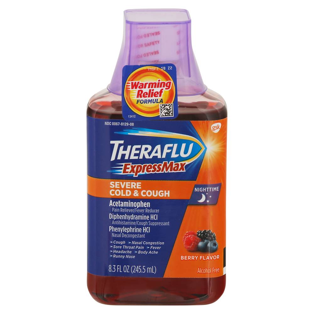 Theraflu Expressmax Nighttime Severe Cold & Cough, Berry (8.3 fl oz)