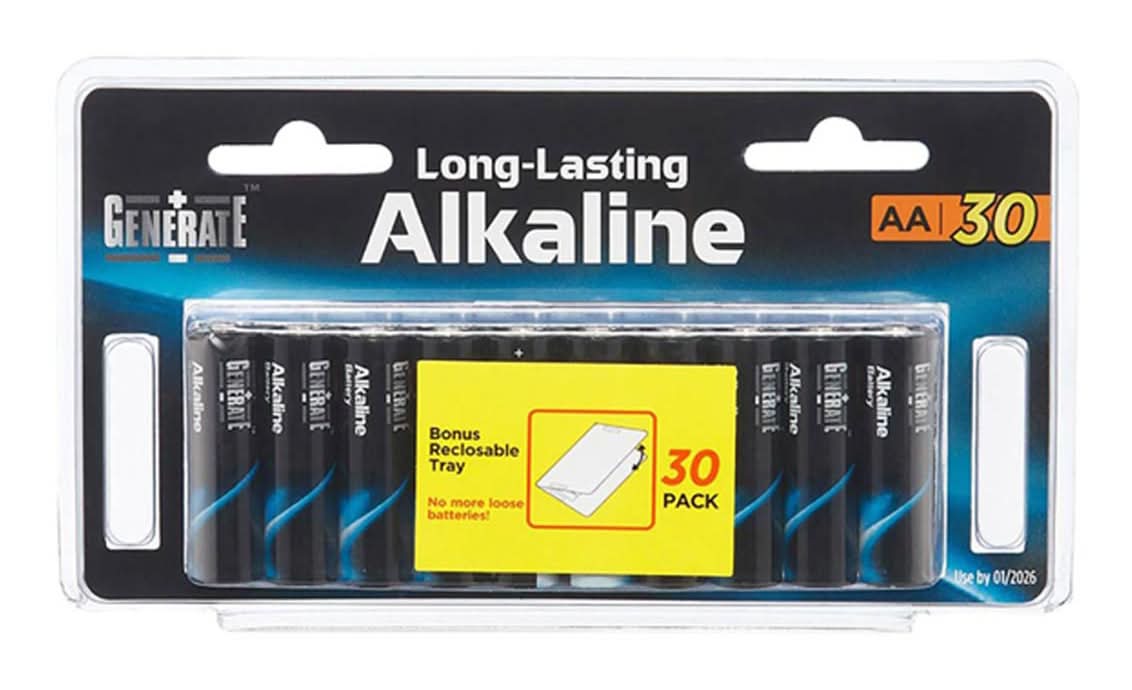 Generate Aa Long-Lasting Alkaline Battery 30 Ct