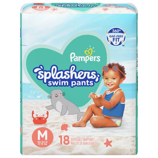 Pampers Splashers Snug Fit Swim Diapers, Size m (18 ct)