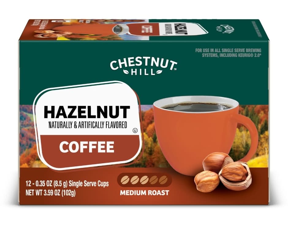 Chestnut Hill Medium Roast Single Serve Coffee Pods, Hazelnut (0.35 oz, 12 ct)