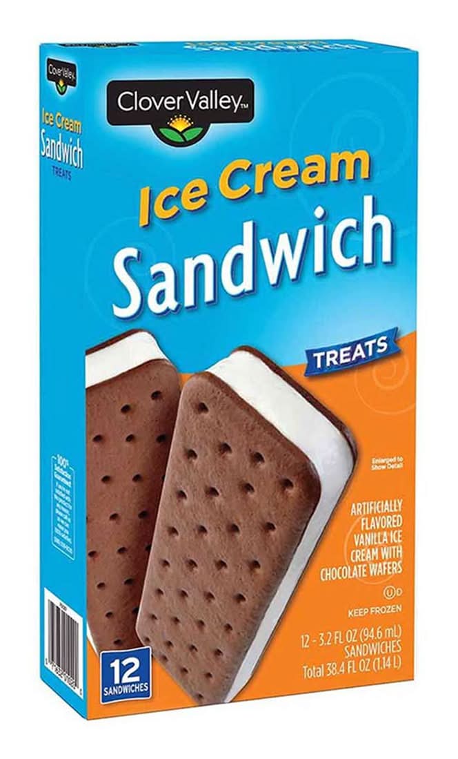 Clover Valley Ice Cream Sandwich Treats 38.4 Fl Oz - 12 Ct