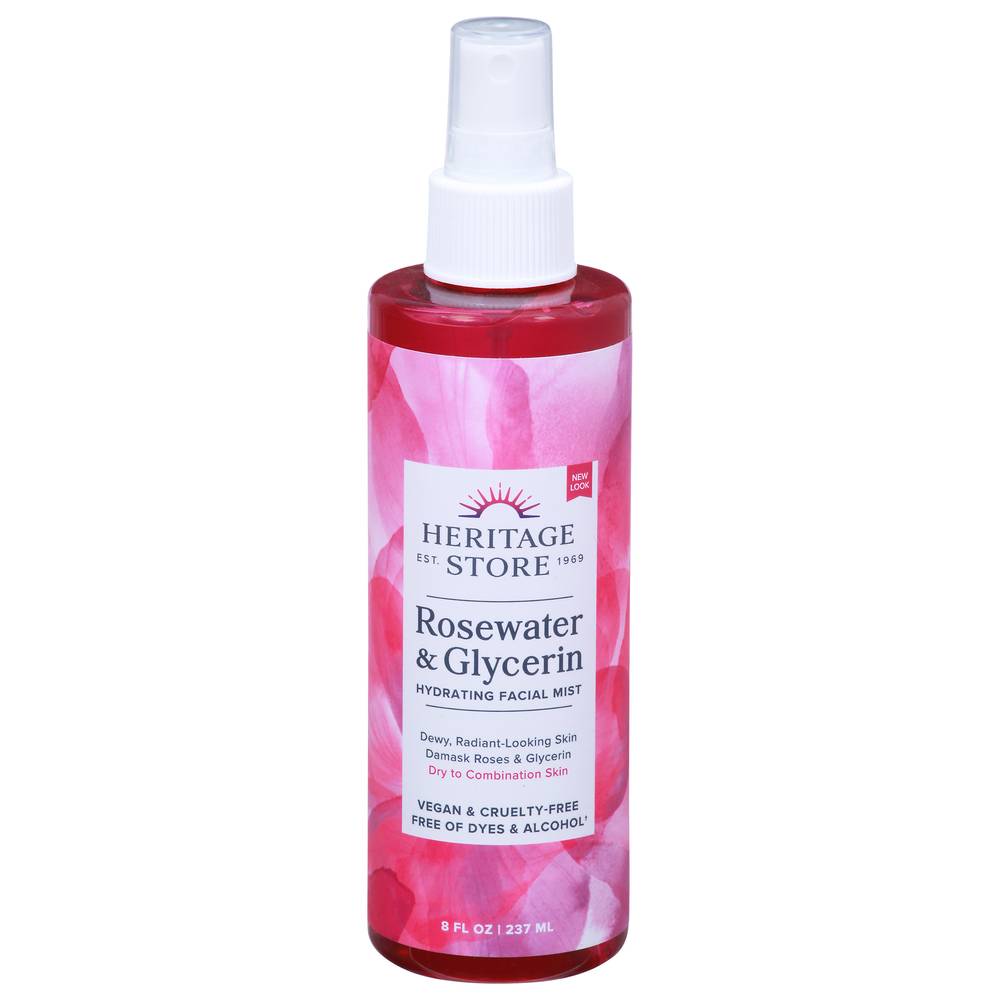 Heritage Store Rosewater & Glycerin Hydrating Facial Mist Spray (8 fl oz)