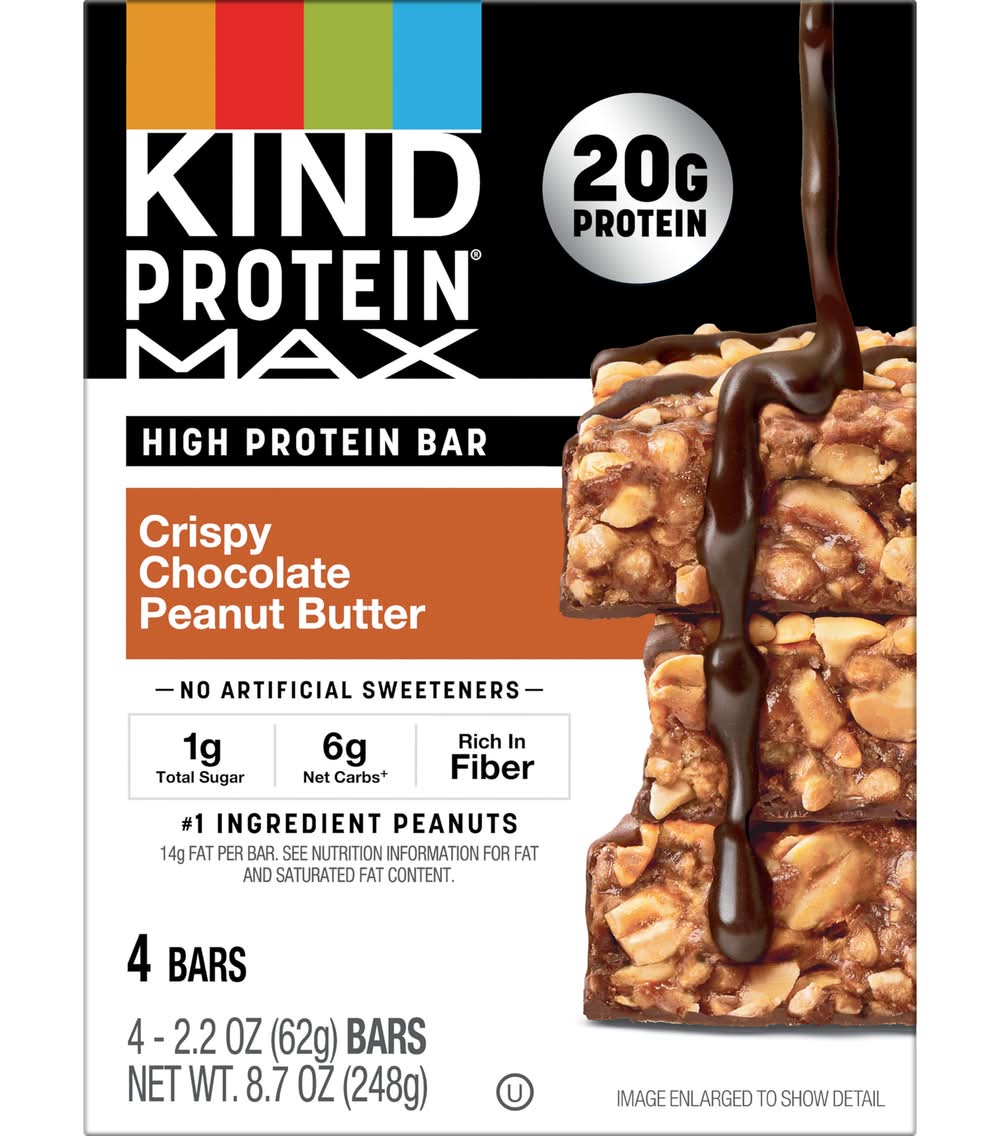 KIND Protein Max Crispy Chocolate Peanut Butter Bars (2.2 oz, 4 ct)
