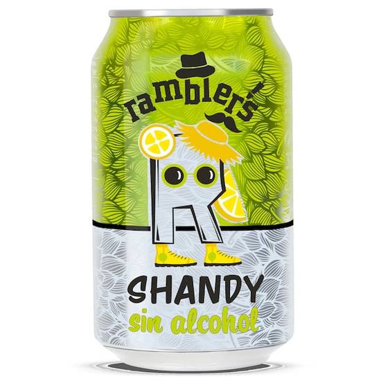 Cerveza sabor limón shandy sin alcohol Ramblers lata 33 cl