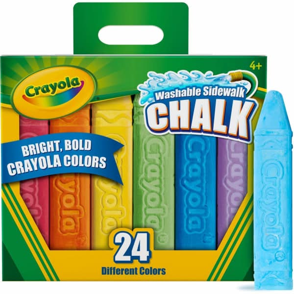 Crayola® Washable Sidewalk Chalk, 4", Assorted Colors, Box Of 24 Pieces
