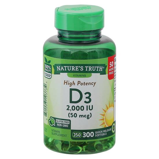 Nature's Truth High Potency Vitamin D3 2000 Iu 50 Mcg Quick Release Soft Gels