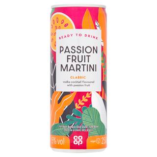 Co-op Passion Fruit, Martini Classic Vodka Cocktail Ready To Drink (250ml)