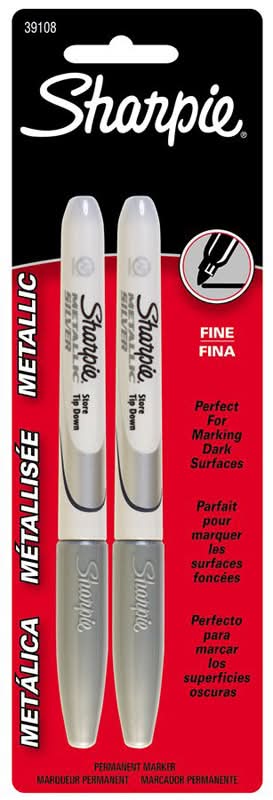 Sharpie Metallic Silver Fine Tip Permanent Marker 2 Pk