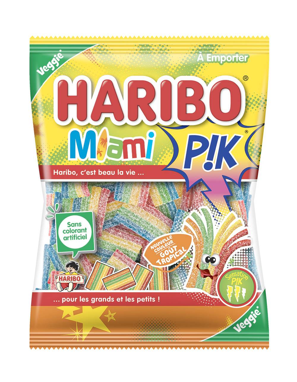 Haribo - Miami pik bonbons moelleux, tropical (120g)