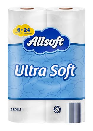 Allsoft Ultra Soft Bath Tissue, 3.9 in x 4 in (6 ct)