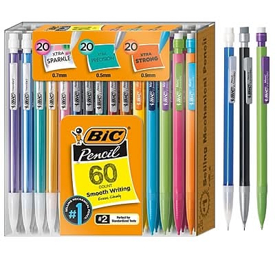 BIC Xtra Variety Pack Mechanical Pencils, Various Tips, #2 Lead, 60/Pack (WX7TG026-BLK)