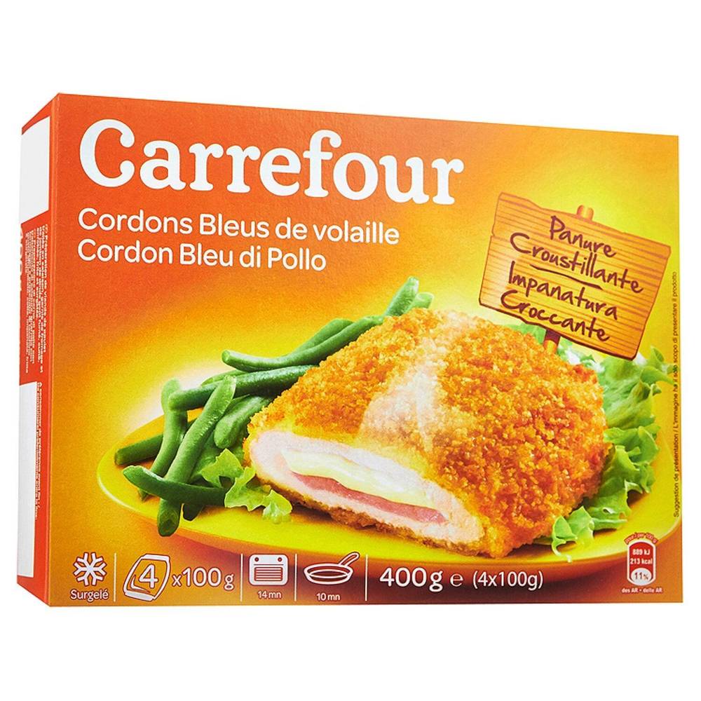 Cordons bleus de volaille CARREFOUR - les 4 pièces de 100g