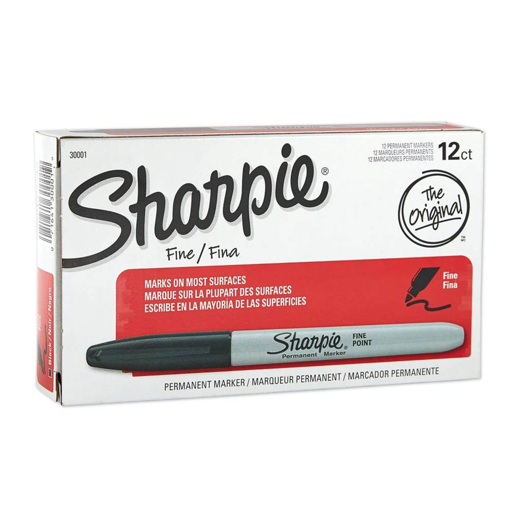 Sharpie Fine Point Permanent Markers, Gray Barrel, Black Ink (12 ct)