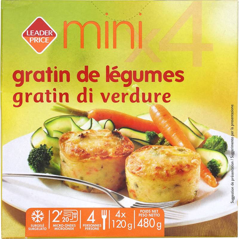 Mini gratin de légumes Leader Price 4x120g