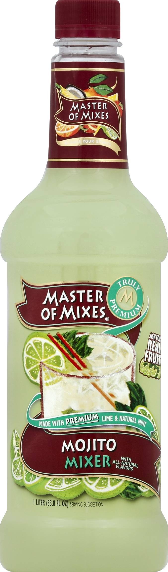 Master of Mixes Premium Mojito Mixer, Lime-Natural Mint (33.8 fl oz)