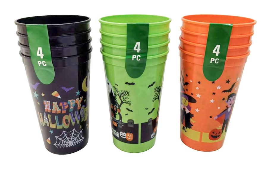 Halloween-themed Tumblers, Assorted Colors, 4-pc Pack.