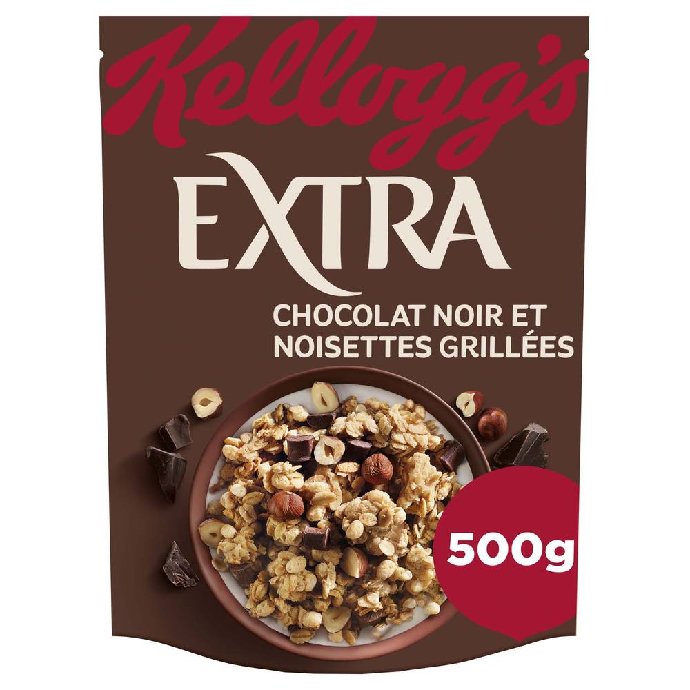 Kellogg's - Céréales extra, chocolat noir - noisettes grillées (500g)