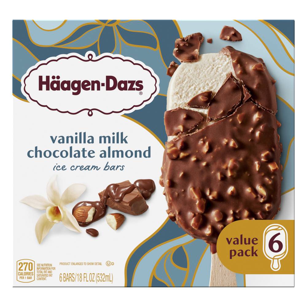 Häagen-Dazs Vanilla & Chocolate Almond Ice Cream Bars (6 x 3 fl oz)