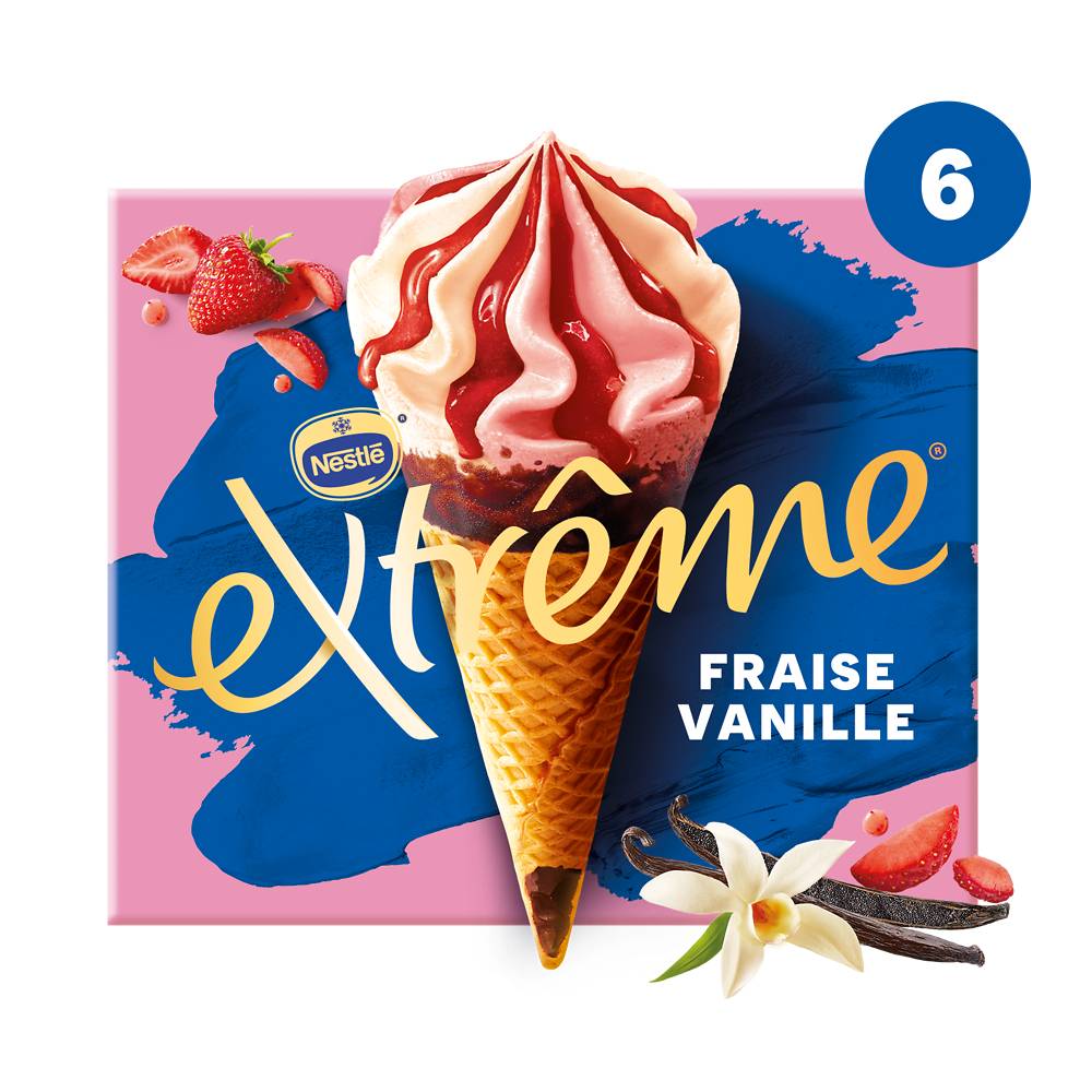 Cônes fraise vanille EXTREME X6 426g