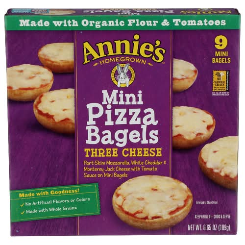 Annie's Homegrown Mini Pizza Bagels Three Cheese