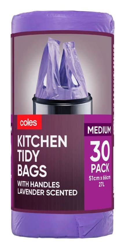 Coles Kitchen Tidy Bags With Handles, Medium, Lavender (30 pack)
