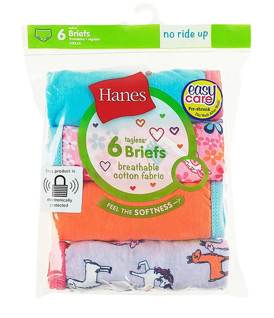 Hanes Girls Assorted Briefs Size 10 6 Pk