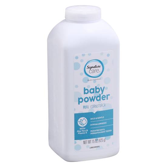 Signature Care Pure Cornstarch Hypoallergenic Baby Powder (15 oz)