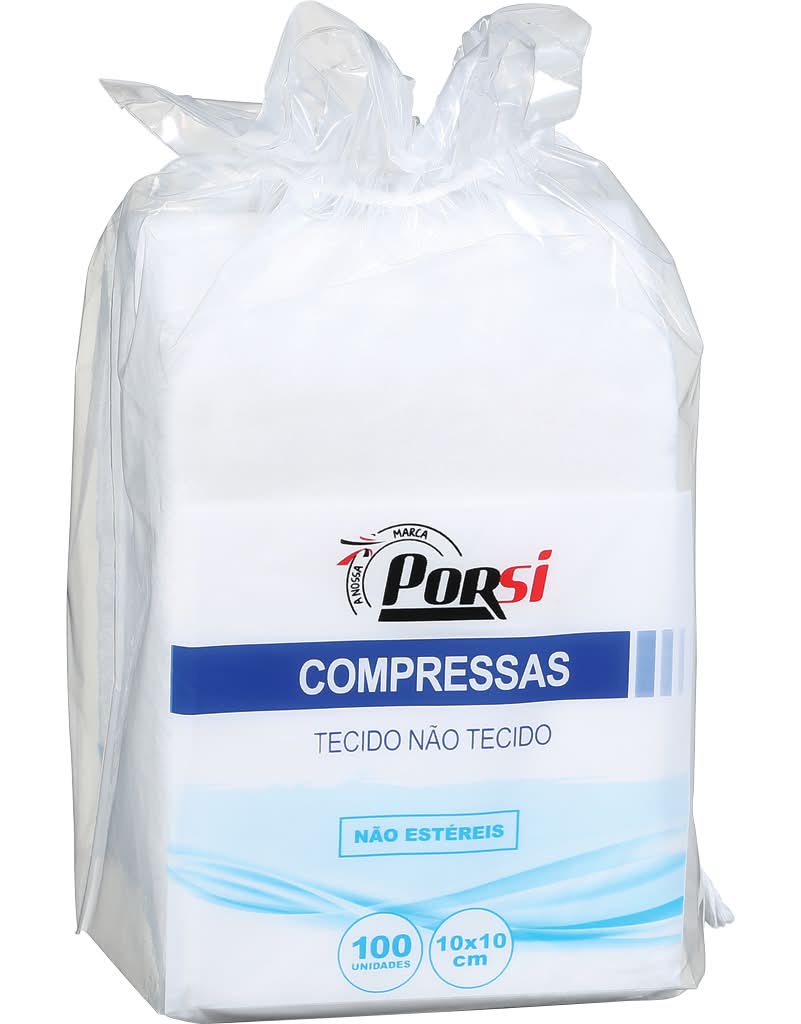 PorSi  - Compressas | dim.: 10 x 10 cm, embalagem com 100 unidades