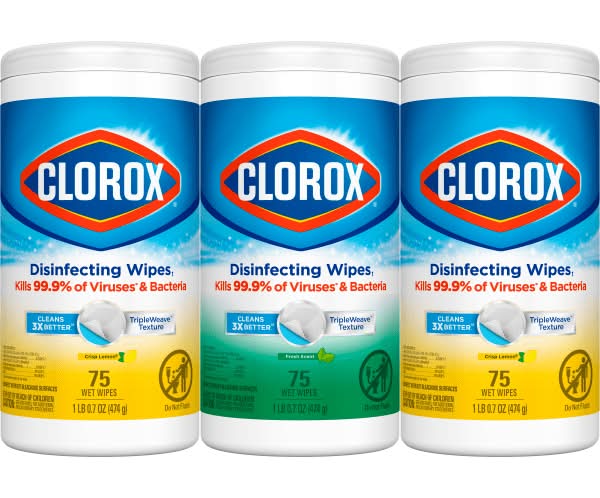 Clorox Disinfecting Bleach Free Cleaning Wipes Value Pack, 75 Count Each, Pack of 3